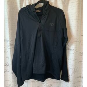 First Lite Men's Large Black Half-Zip Base Layer Hiking Hoodie Performance